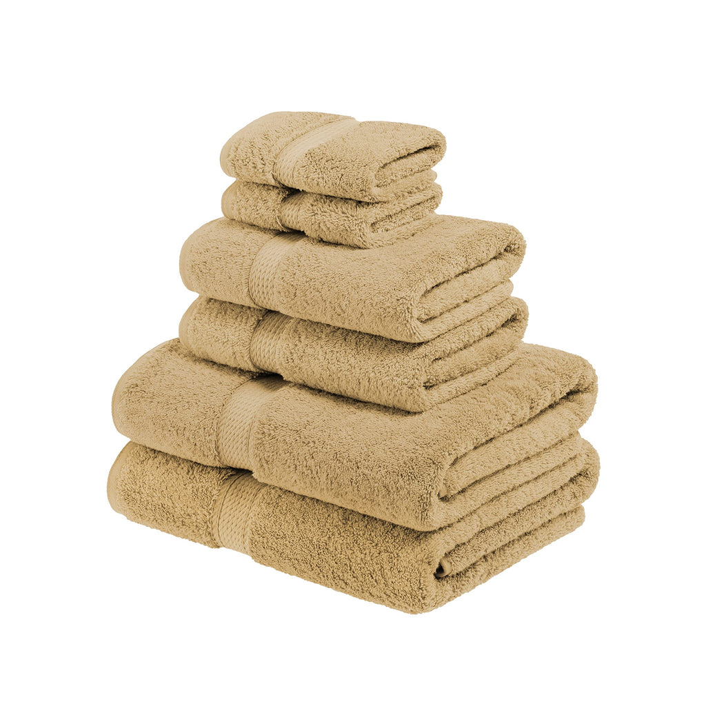 BNM Egyptian Cotton 6-Piece Towel Set, Includes 2 Face Towels, 2 Hand Towels, and 2 Bath Towels, Attached Loop for