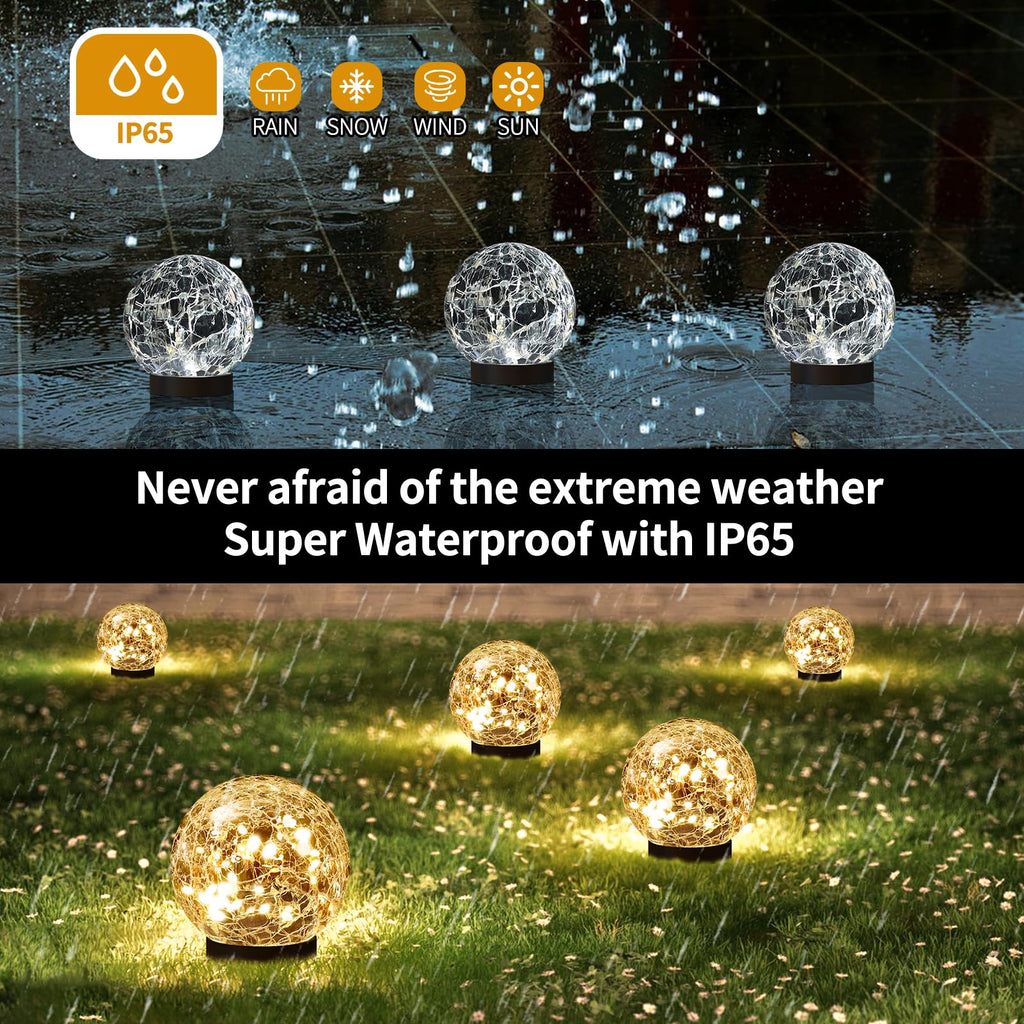 Solar Globe Lights Outdoor Waterproof-Solar Balls for Garden