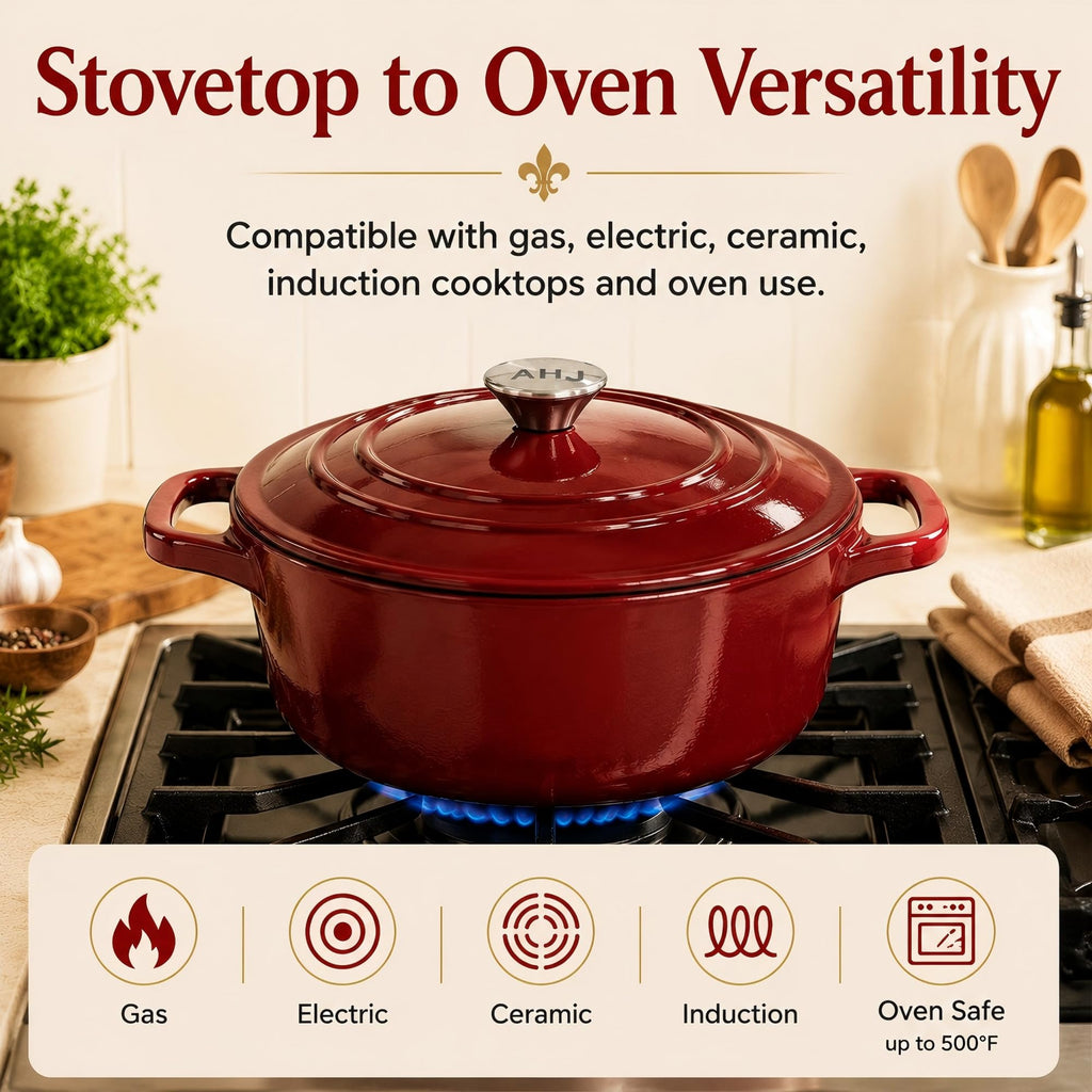 Enameled Cast Iron Dutch Oven Set - 4-Piece 1.3/2.6/4.8Qt Pot with Lids