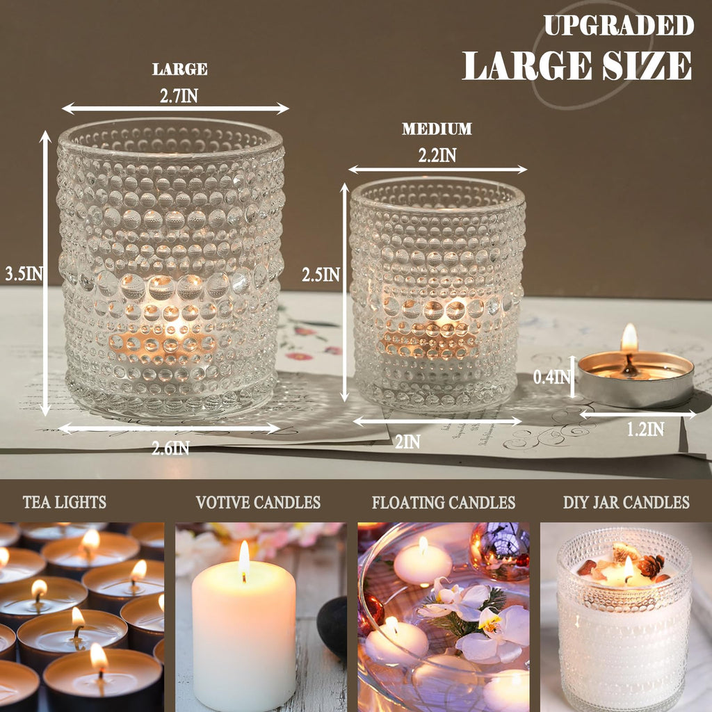 6 Pack Votive Candle Holders, 2.7x3.5 Inch Large DIY Wax Candle Holder