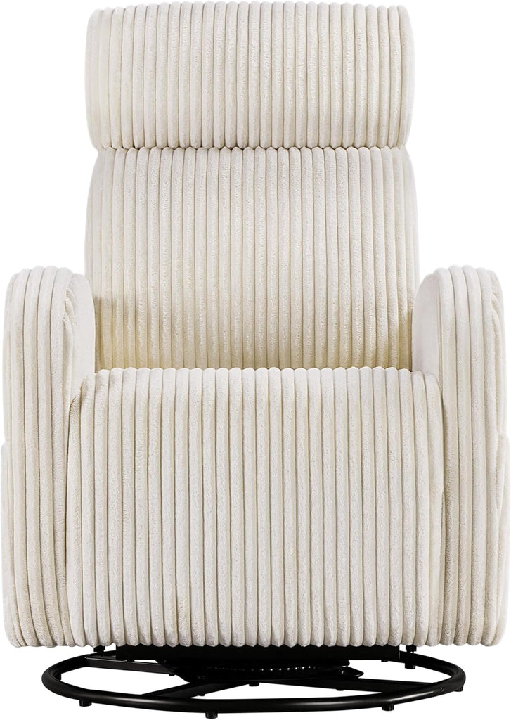 360° Swivel Nursery Rocking Chairs, Glider Rocker with Side Pockets, upholstered Rocking Chair Reading Chairs, Beige