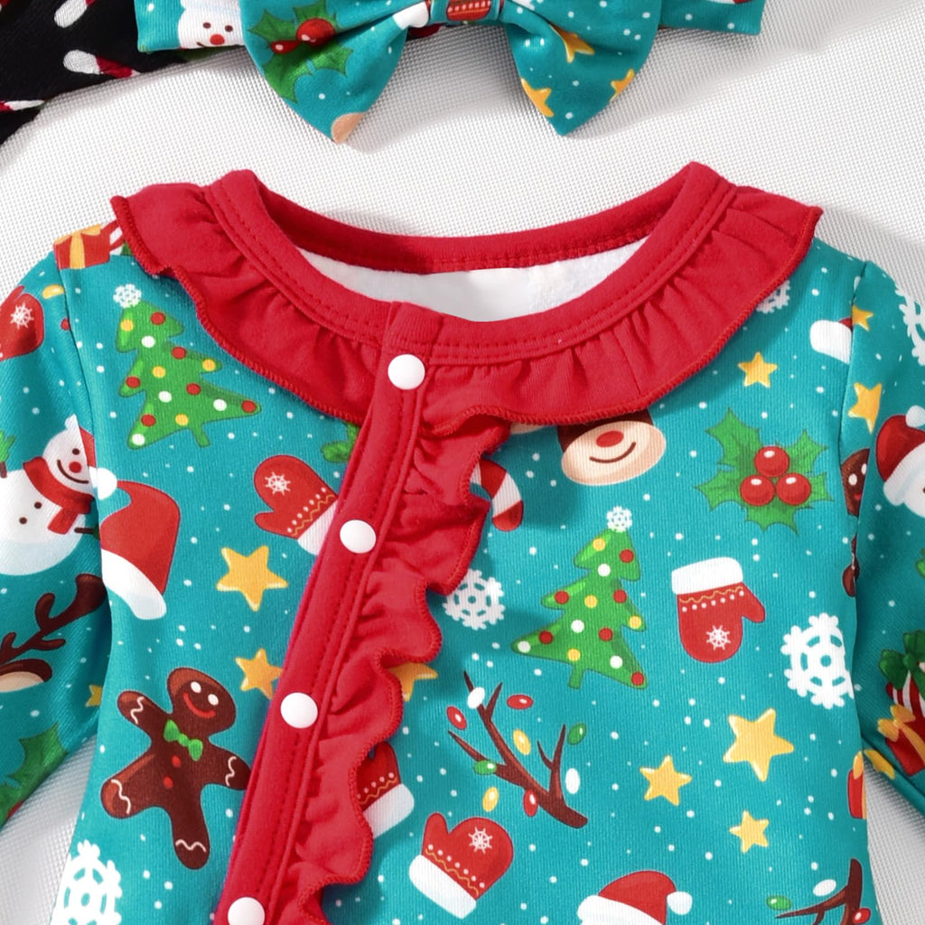 Preemie Baby Premature Girl Christmas Clothes Xmas Romper Blue