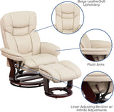 Modern Reclining Lounge Chair and Ottoman — Beige