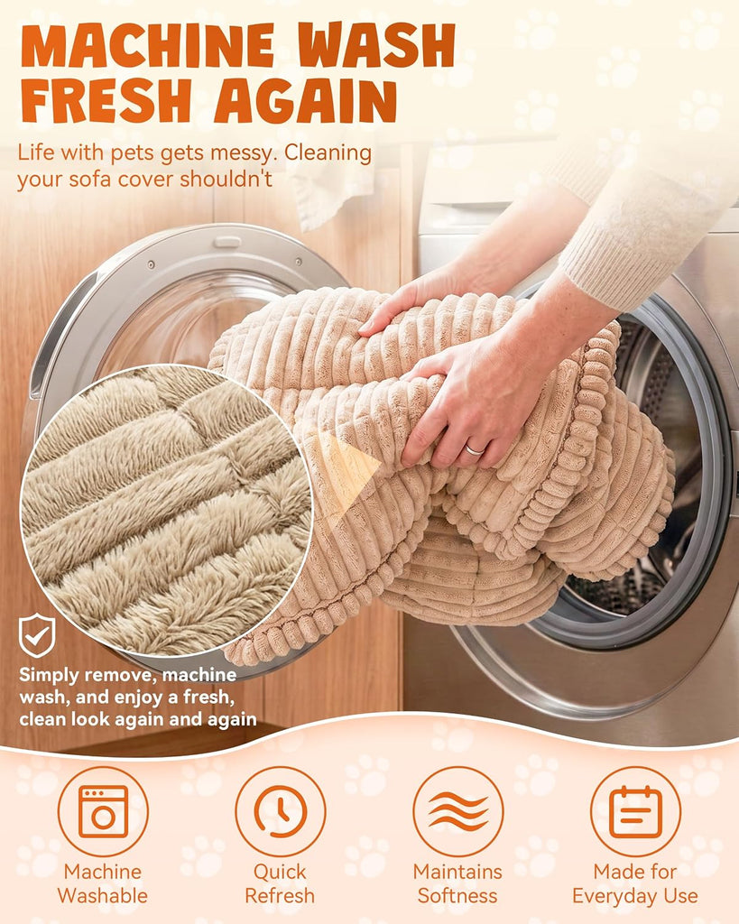 Couch Cover, Non-Slip Plush Pet Couch Cover, Anti-Scratch, Clean & Stylish, Against Fur, Dirt, Daily Mess