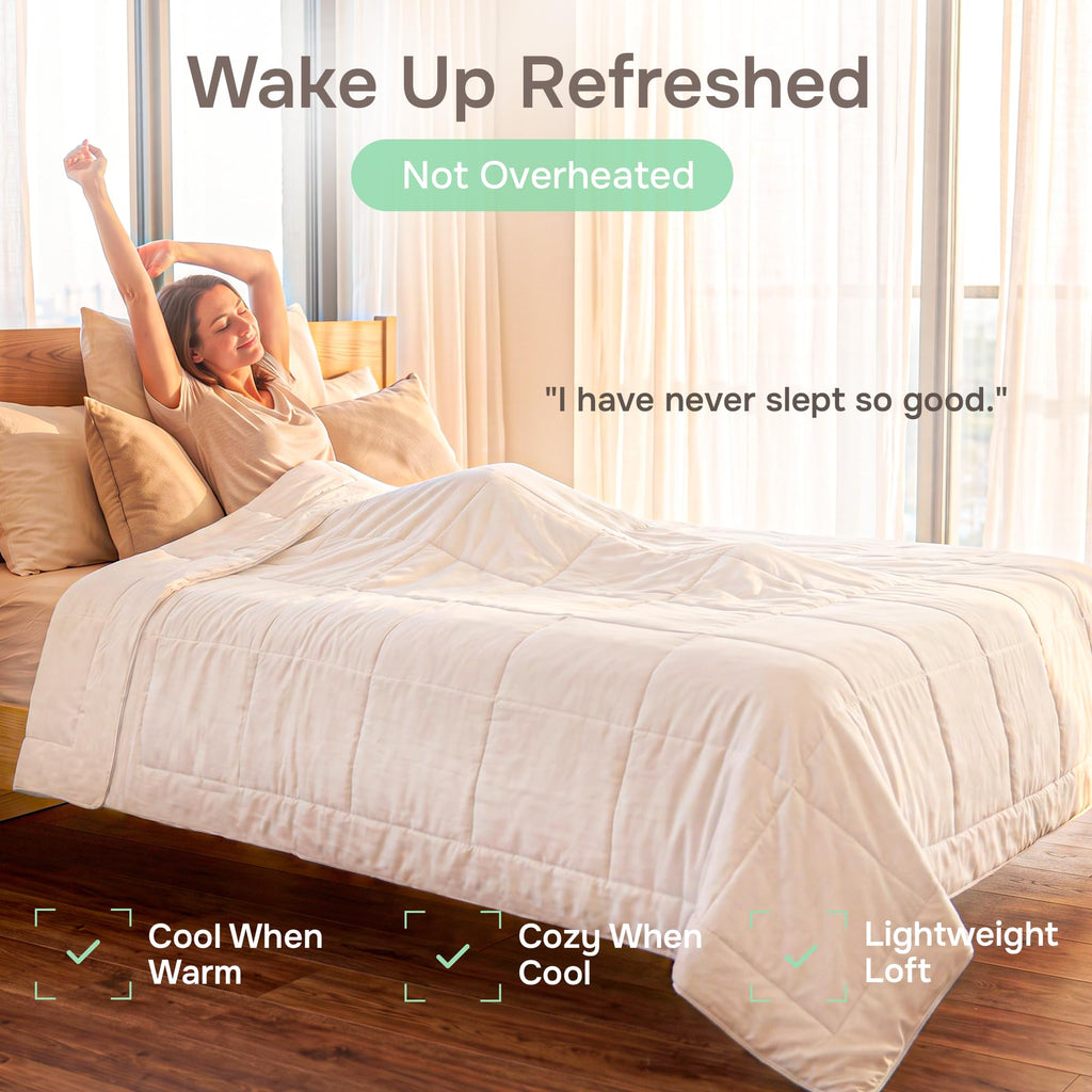 Cooling Comforter, Queen, Viscose from Bamboo, Lightweight, Hot Sleepers