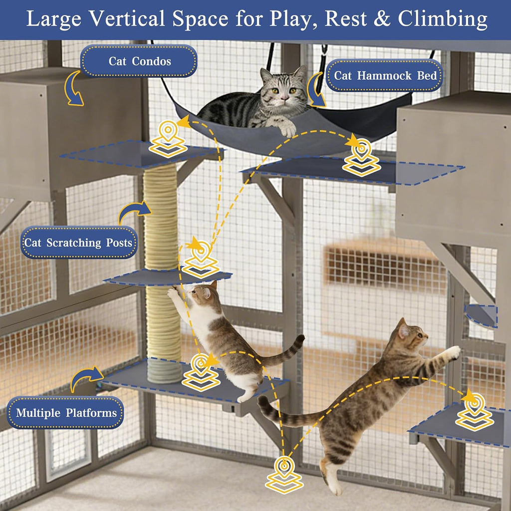 61.5" L Walk-in Catio Outdoor Cat Enclosure for Multiple Cats