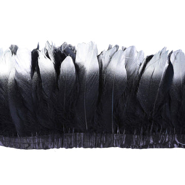 Duck Goose Feather Trim Fringe 2 Yards (Silver&Black)