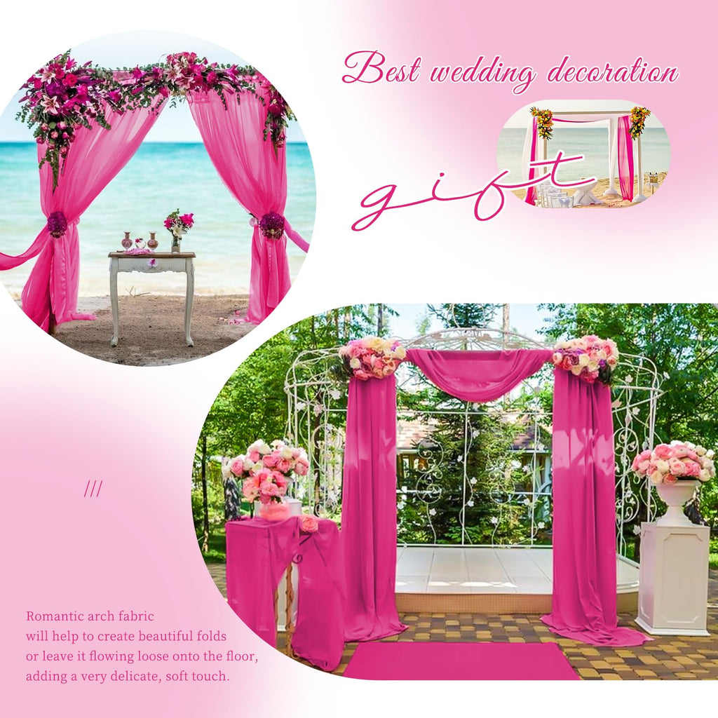 Wedding Arch Draping Fabric Fuchsia Chiffon Fabric Drapes
