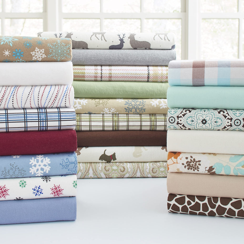 Heavy Weight Flannel Sheet Set, Linen - Warm & Cozy - 100% Cotton Flannel Pre-Shrunk -170 GSM -Deep Pockets