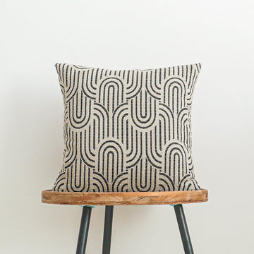 Geometric Textured Throw Pillow Cover, Modern Accent Arc Pattern Decorative Square Cushion Case for Couch Sofa