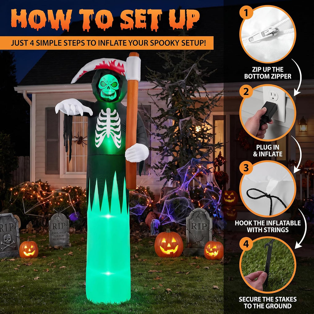 12 FT Grim Reaper Halloween Inflatables Outdoor Decorations