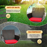 4 Pieces Wicker Patio Conversation Set Patio Furniture Set with Rattan Chair Loveseats Coffee Table for Outdoor Indoor Garden Backyard Porch Poolside Balcony,Brown Wicker/Red Cushions A106-B0BMPVCLBP