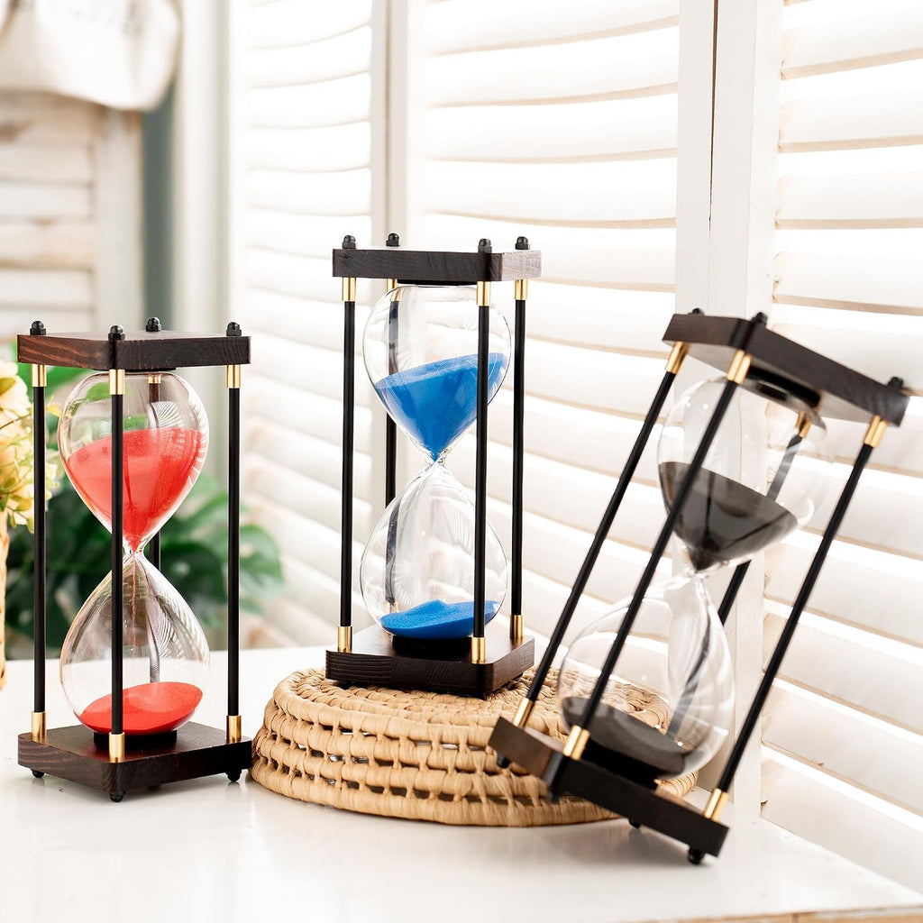 Large Sand Timer, Hourglass Timer 60 Minutes,Vintage Wooden Hour Glass Timer,Modern Home Kitchen Office Decoration