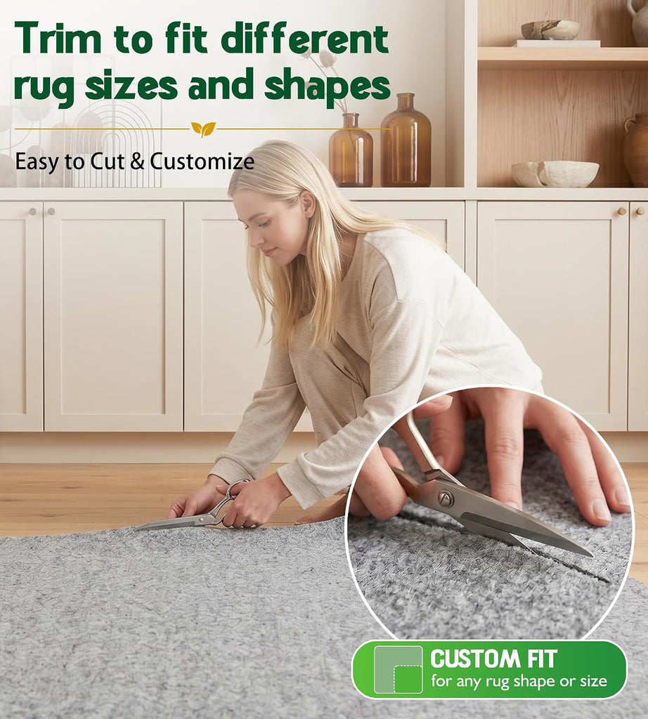 Felt Rug Pad 9x12-1/8 Inch Thick Cushion for 9' x 12' Carpet Mat Liner, Protection Cushioning for Hardwood Tile