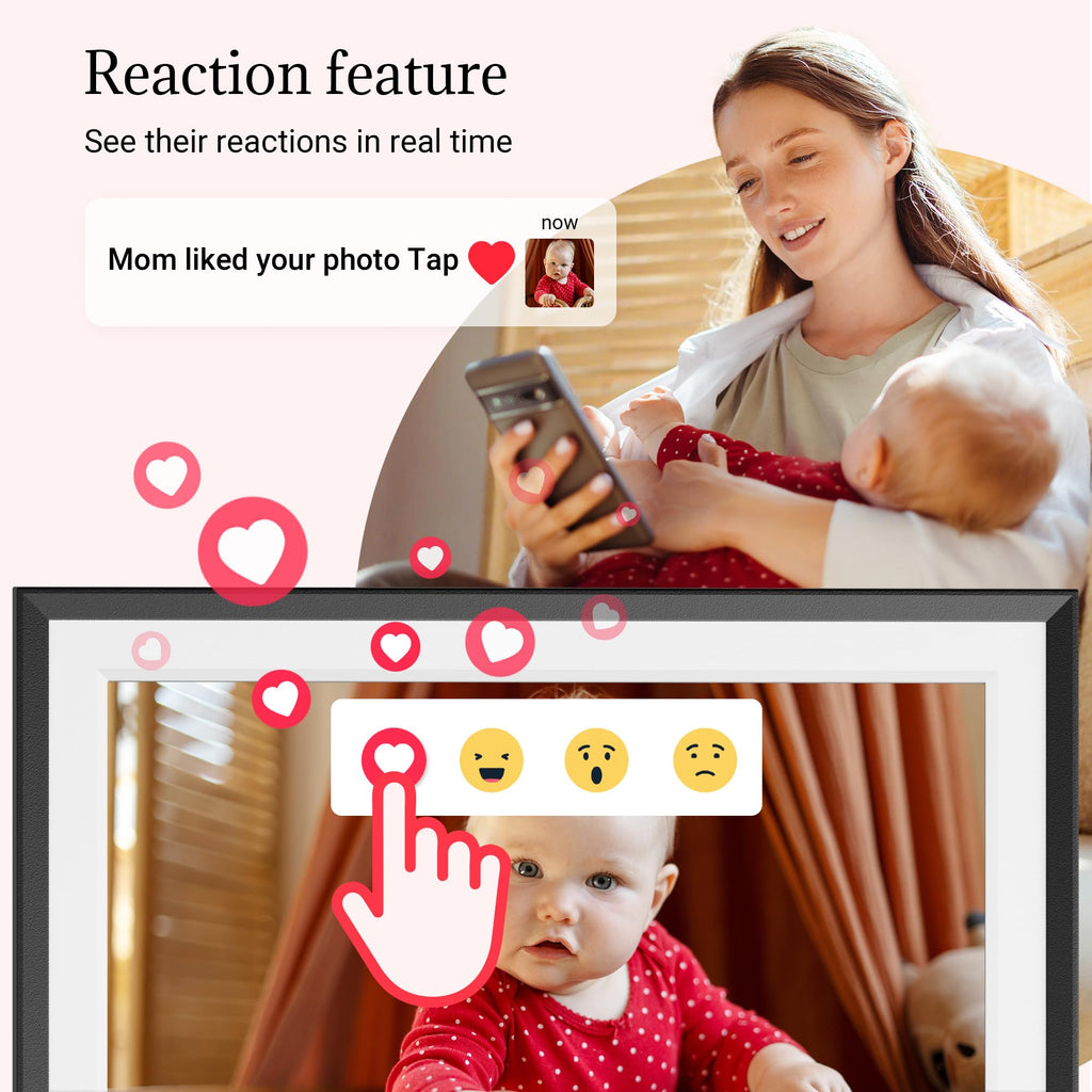 Frameo Digital Picture Frame - 10.1 Inch Smart Wi-Fi Photo Frame with Easy App Connection, Gift for Women, Mom