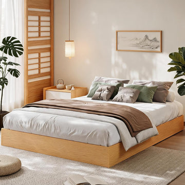 Wood Platform Bed Frame with Low Profile Design