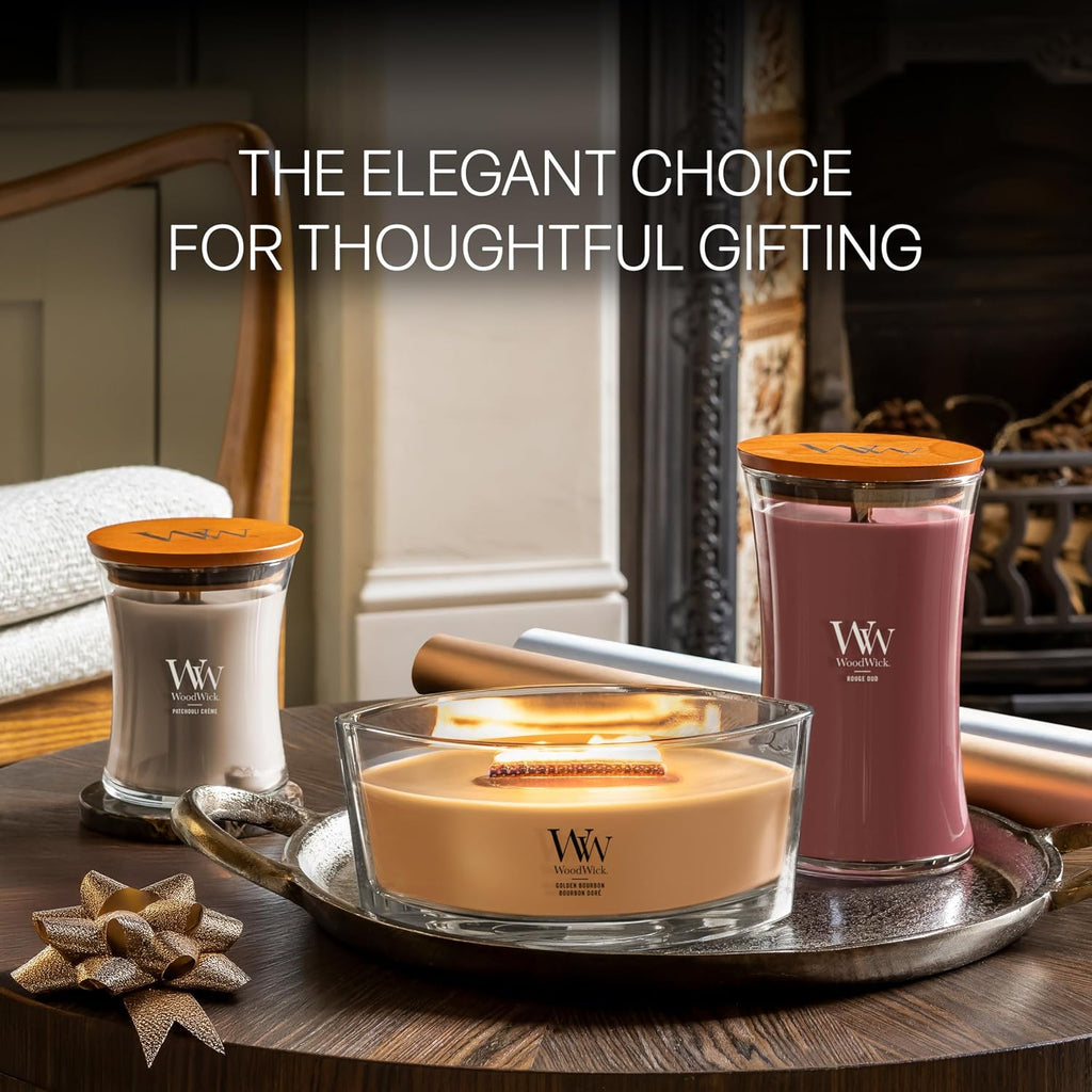 Scented Candle with Crackling Wick | Golden Bourbon Large Hourglass Candle | Long Burning Candles: Up to 130 Hours |