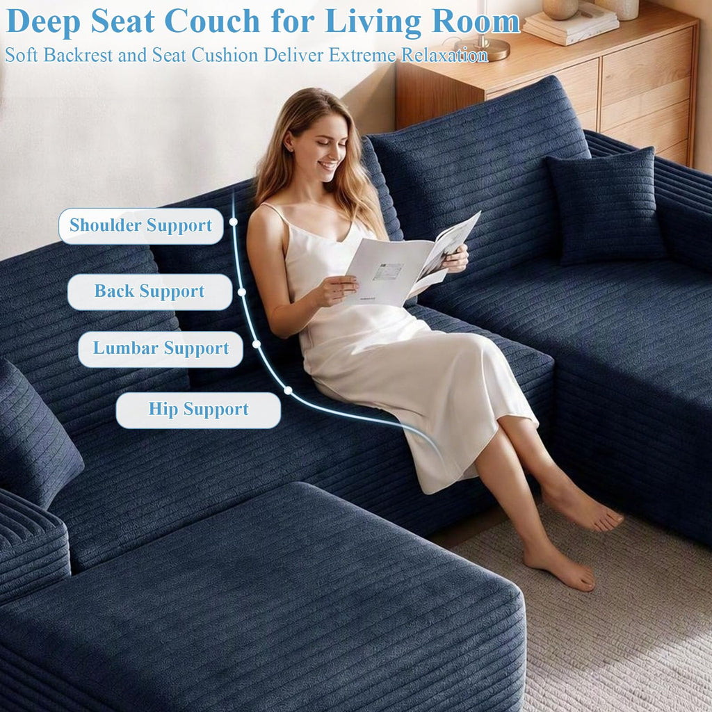 Boneless Cloud Sectional Couch Modular Sofa with Ottoman