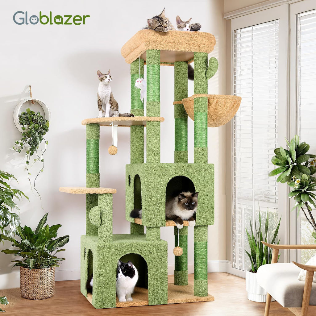 Heavy Duty Cactus Cat Trees for Big Cats Maine Coon, Green
