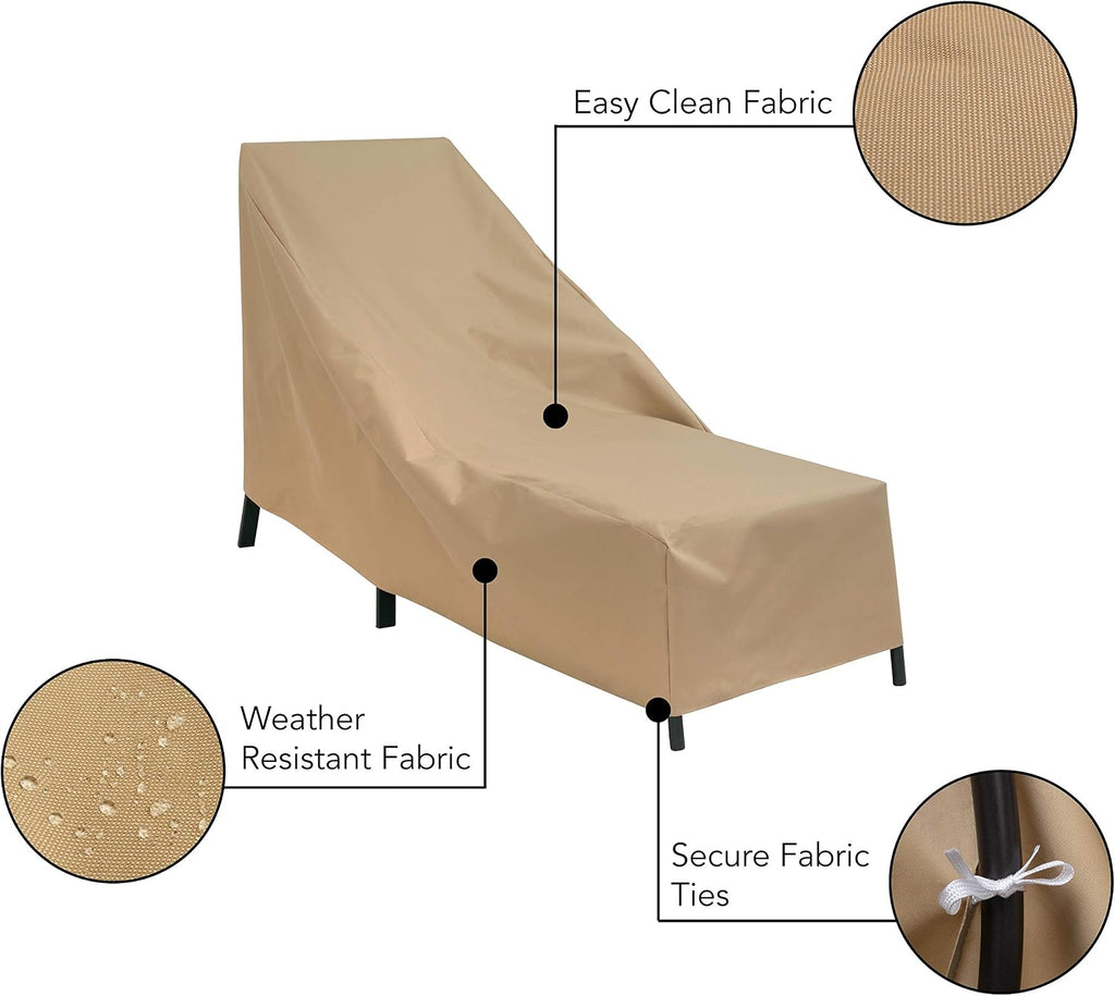 Basics Patio Chaise Lounge Chair Cover - Weather-Resistant Fabric - Furniture Protection Perfect , Deck, and Porch