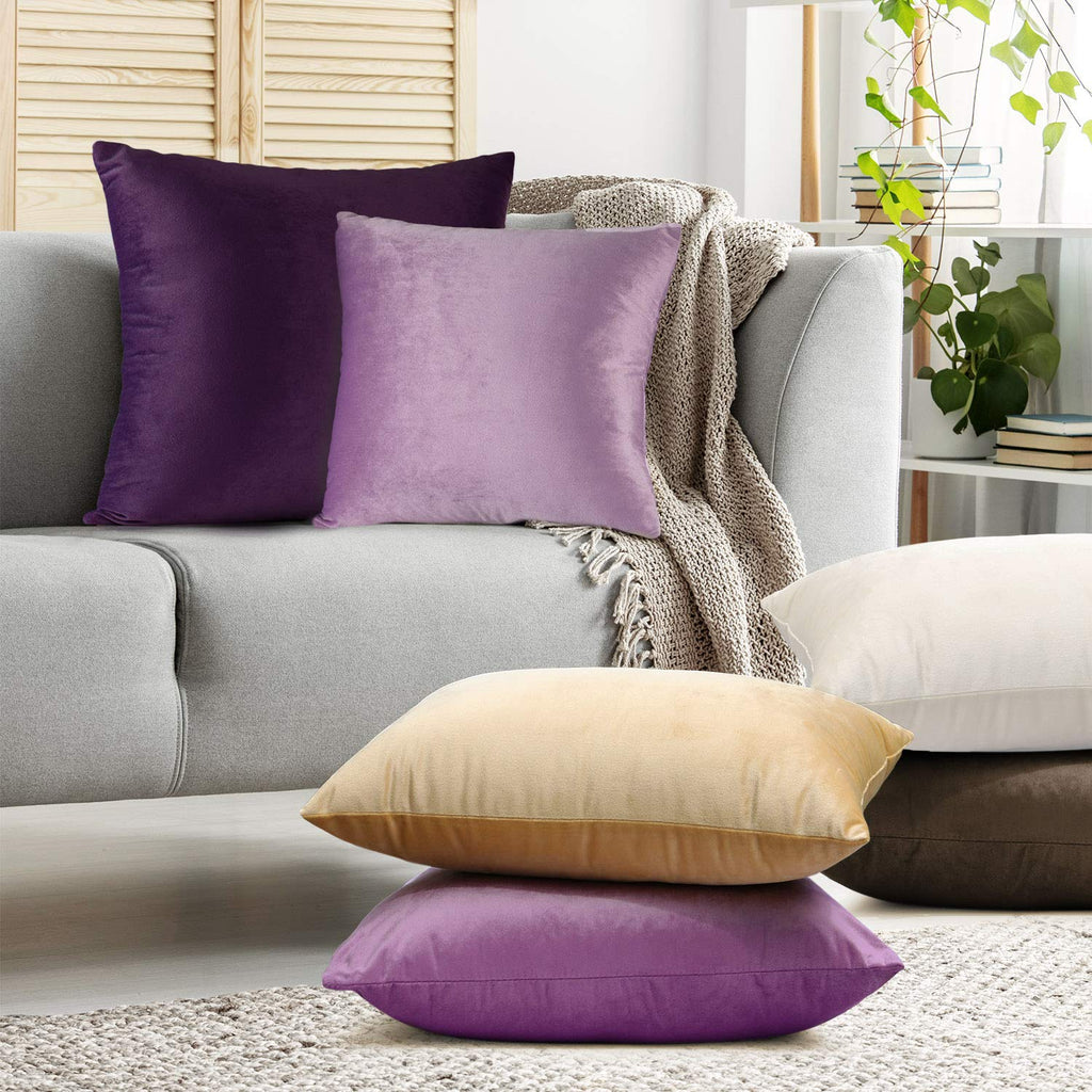 Throw Pillow Covers, Cozy Velvet Decorative Pillow Cases 24x24 Inches, Soft Solid Couch Pillow Covers for Sofa, Bed