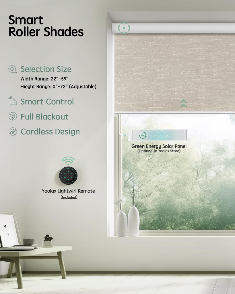 Motorized Blinds with Remote, Blackout Jacquard Coffee
