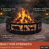 Fire Chief 36 Inch Fire Pit Ring – Heavy Duty Wood Burning Fire Ring Insert with Decorative Wildlife Design – Outdoor Steel Campfire Bonfire Pit - Image 3