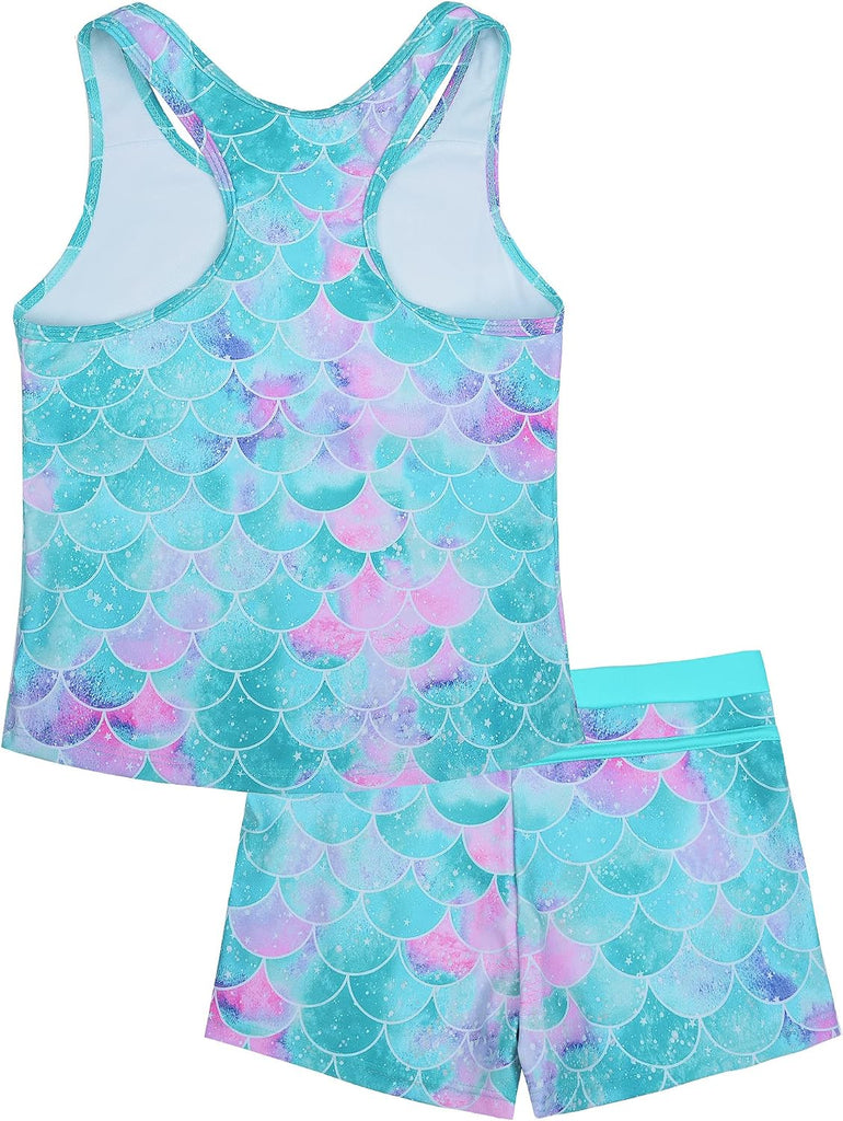 Girls Swimsuit Two Piece Tankini Swimwear with Boyshort