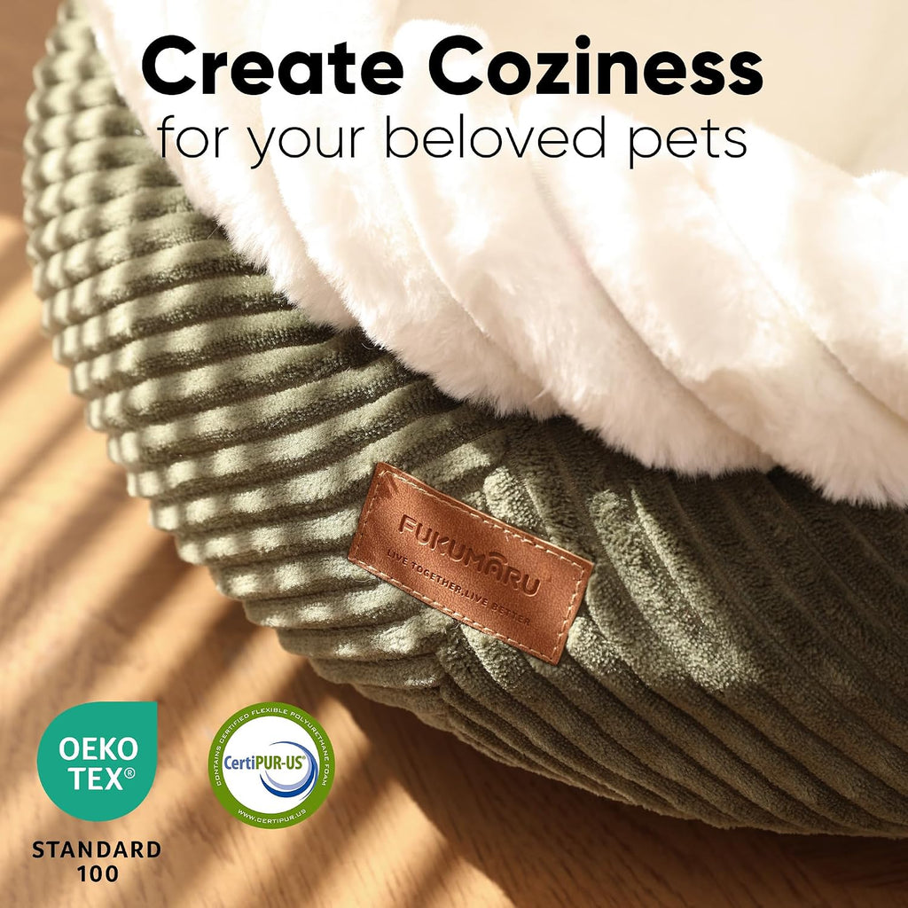 Cute Round Cat Bed, Calming Donut Small Dog Beds, Washable