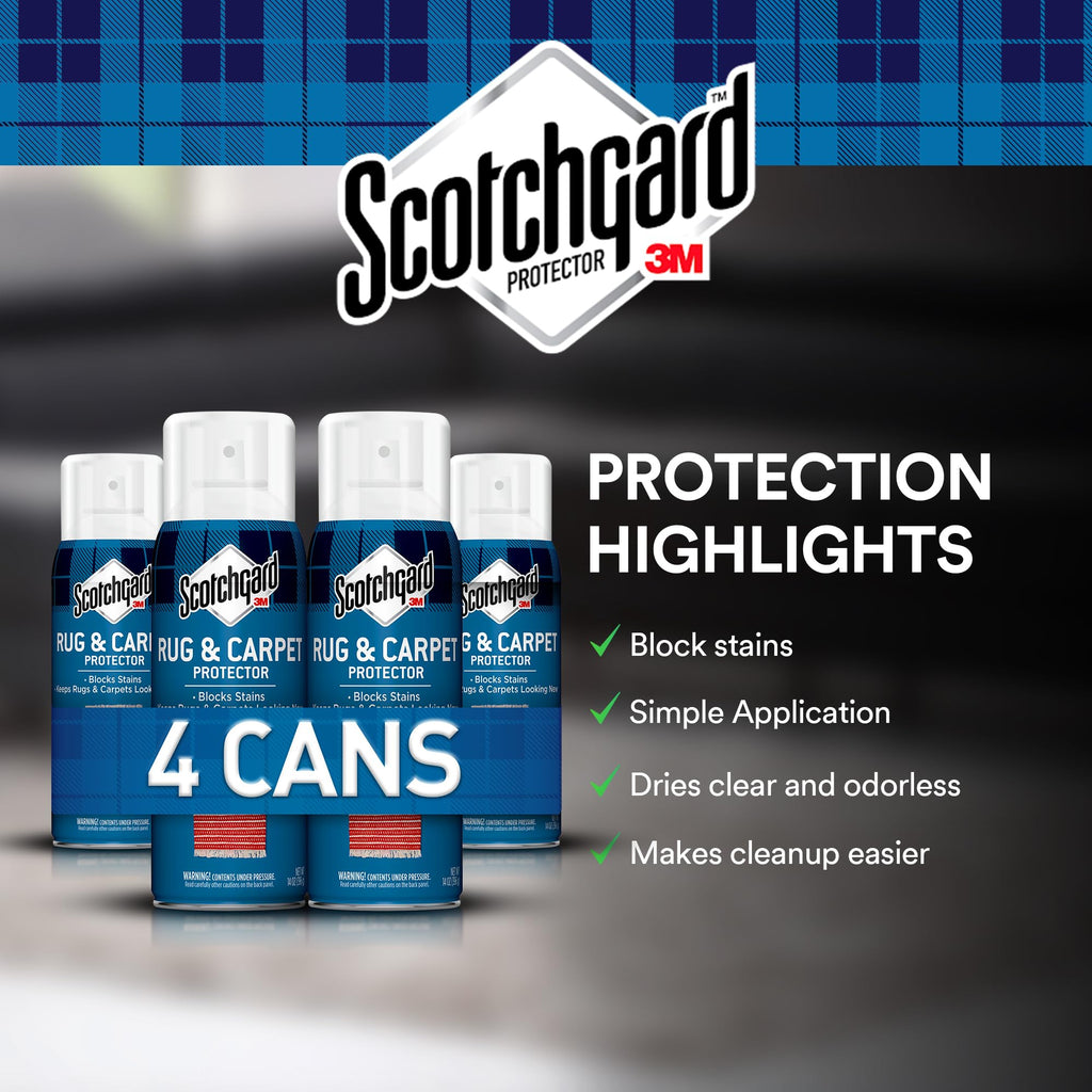 Rug & Carpet Protector Spray, 14 oz (Pack of 4) - Blocks Stains & Resists Soiling, Fabric Stain Protector for Carpets