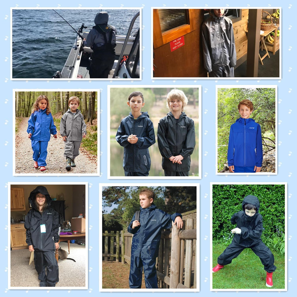 Kids Rain Gear Boys Girls Youth Rain Jacket and Pants