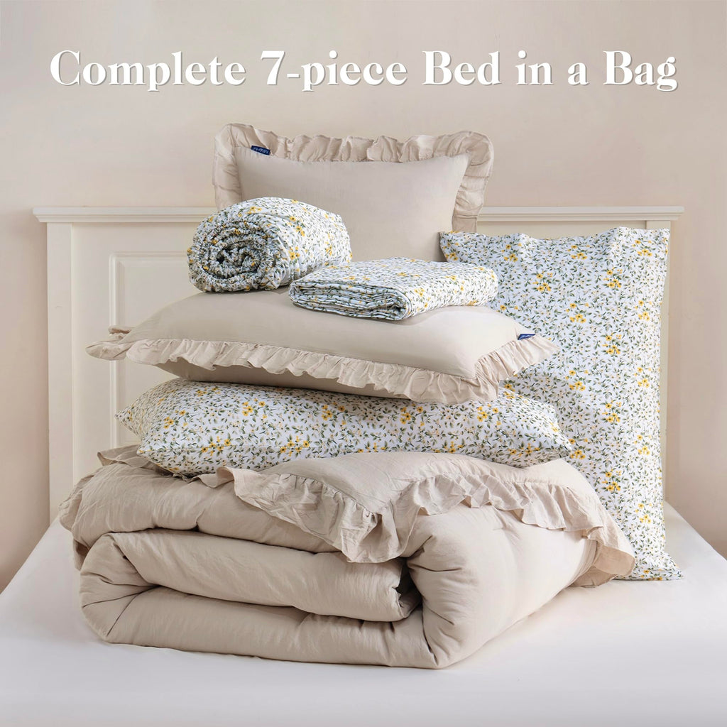 Ruffle Comforter Set 7 Pieces, Bedding Set
