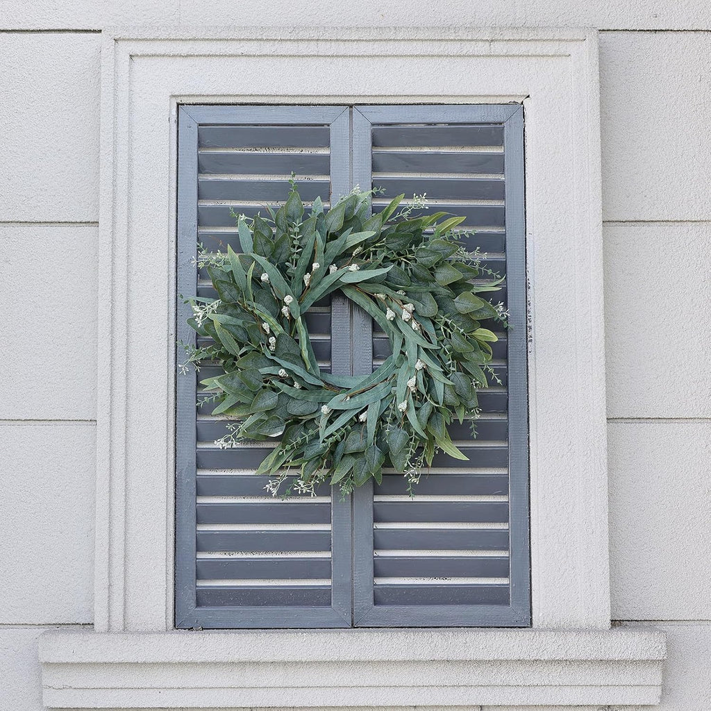 26" Large Artificial Eucalyptus Wreath with Seeds for Front Door(Green)