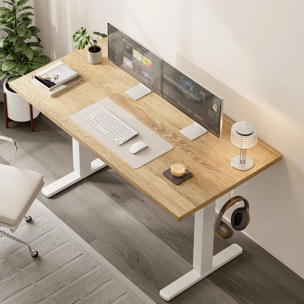 40x24 Electric Standing Desk with Cable Net, Oak