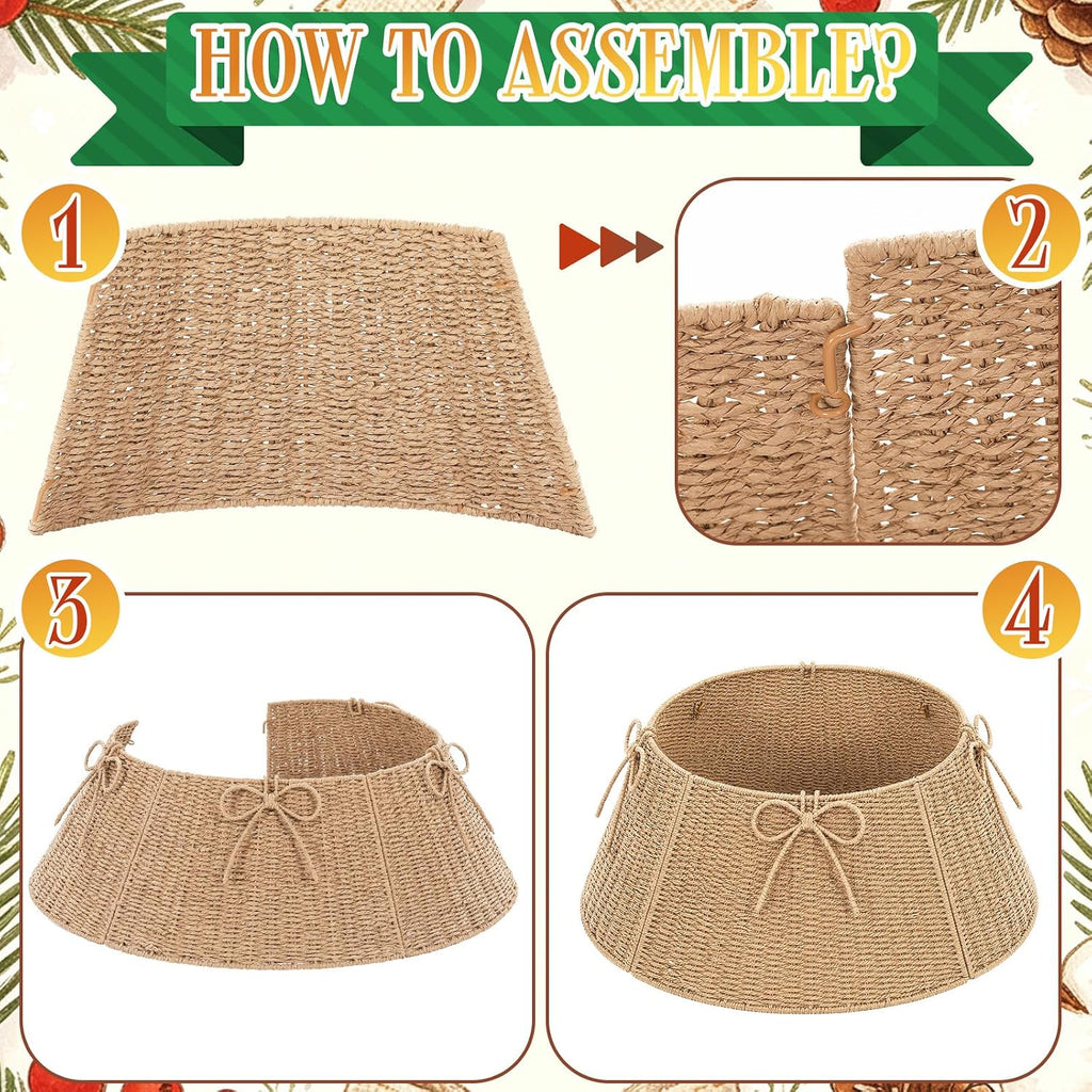 28 Inch Christmas Tree Collar Wicker Tree Skirt Stand Base