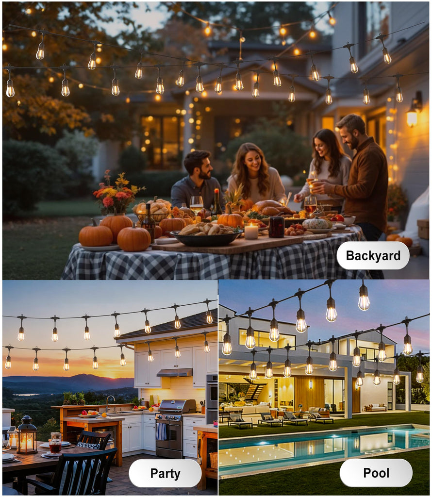 LED Outdoor String Lights Waterproof Patio Lighting for Outside Porch