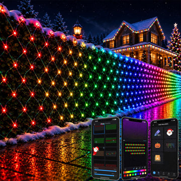4ft*18ft Outdoor Smart Christmas Net Lights for Mesh, Group Control