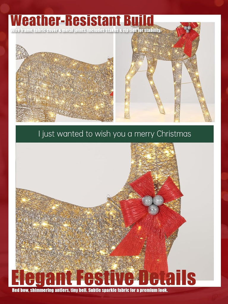 5FT Lighted Christmas Deer, Outdoor Reindeer Decoration