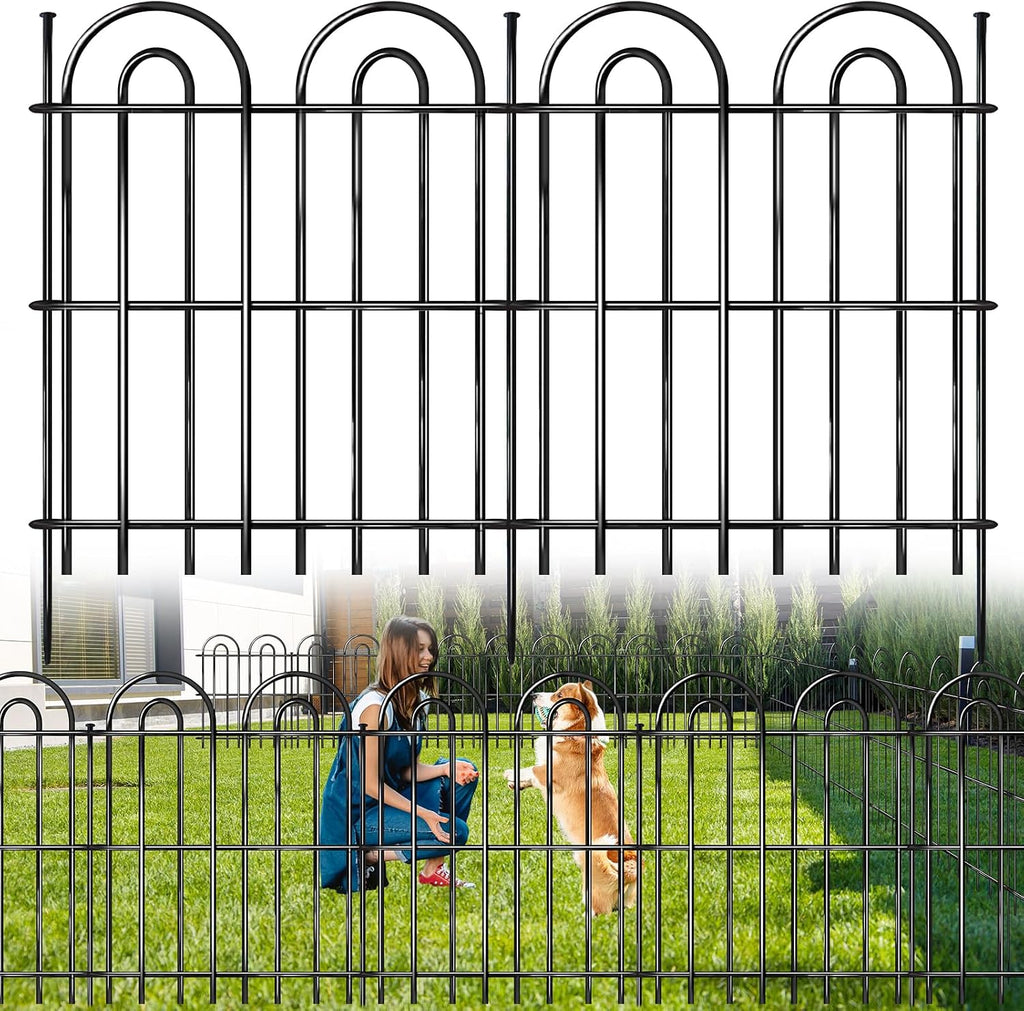 25 Panels Decorative Garden Fence, 32 in(H) X 50 ft(L) No Dig Dog Fence Outdoor for Yard, Rustproof Tall Metal Garden