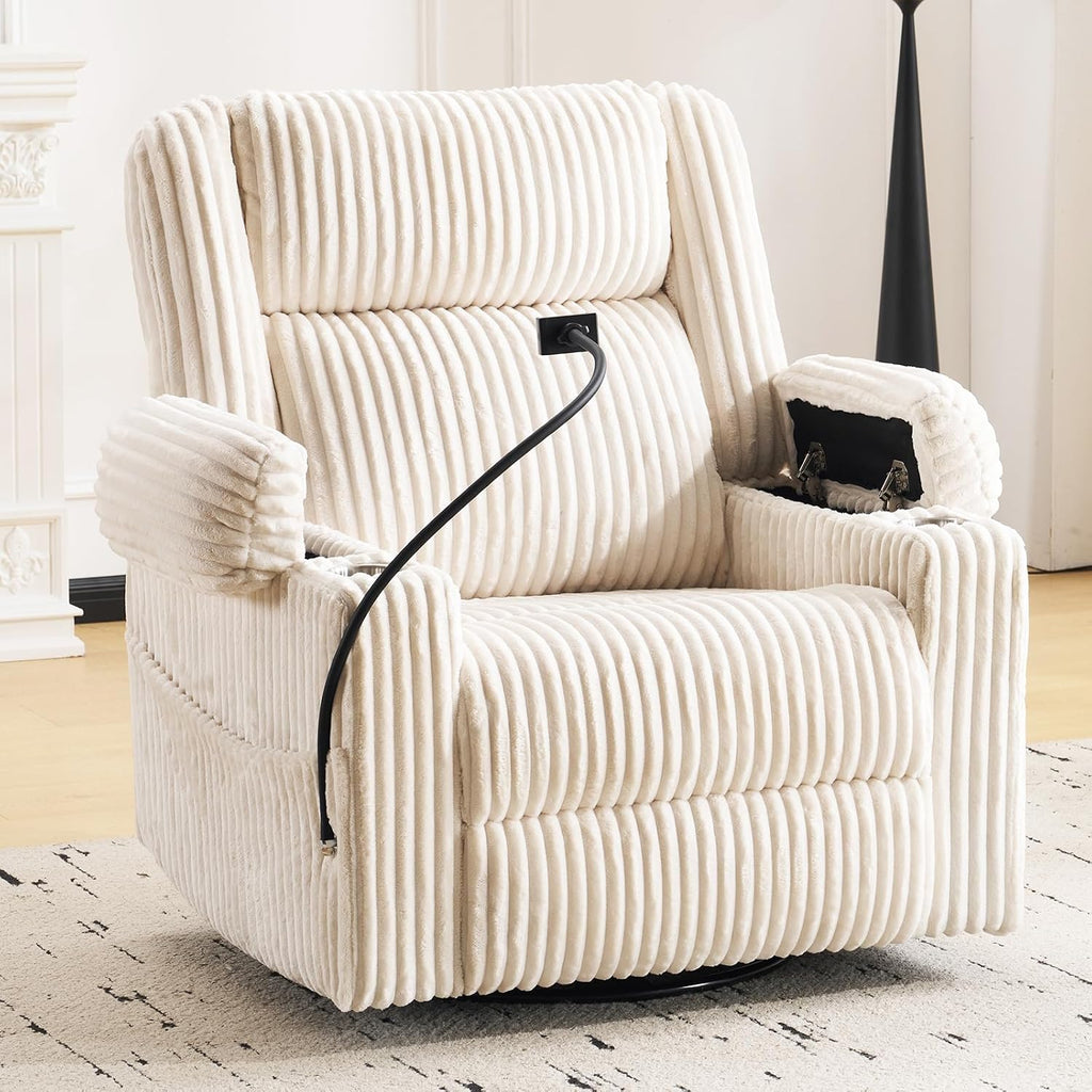 Oversized Power Recliner Chair with Massage and Heat, Swivel Rocker Recliner Chair for Adults with Arm Storage