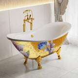 67"x 31.5"x31.5" Freestanding Soaking Acrylic Gold Color Mosaic Bathtub | luxury acrylic fiberglass cast iron