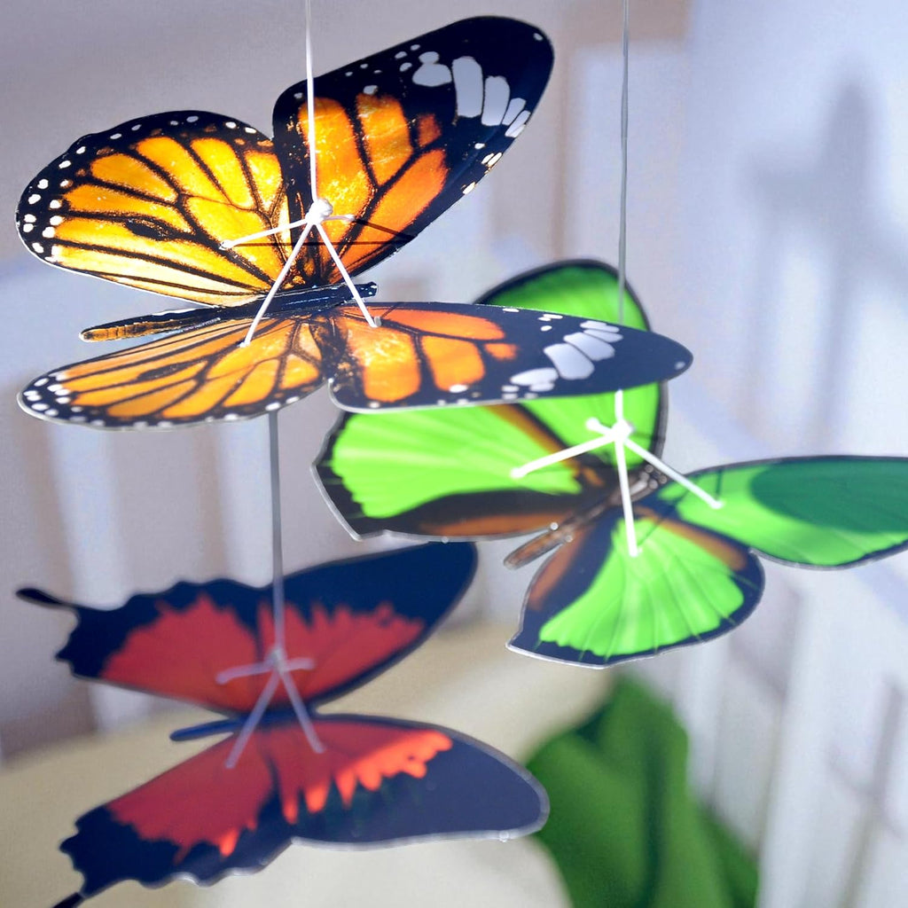 Butterfly Baby Mobile - Montessori Hanging Nursery Decor, Beech Wood Hoop & Colorful Butterflies for Crib/Play Area