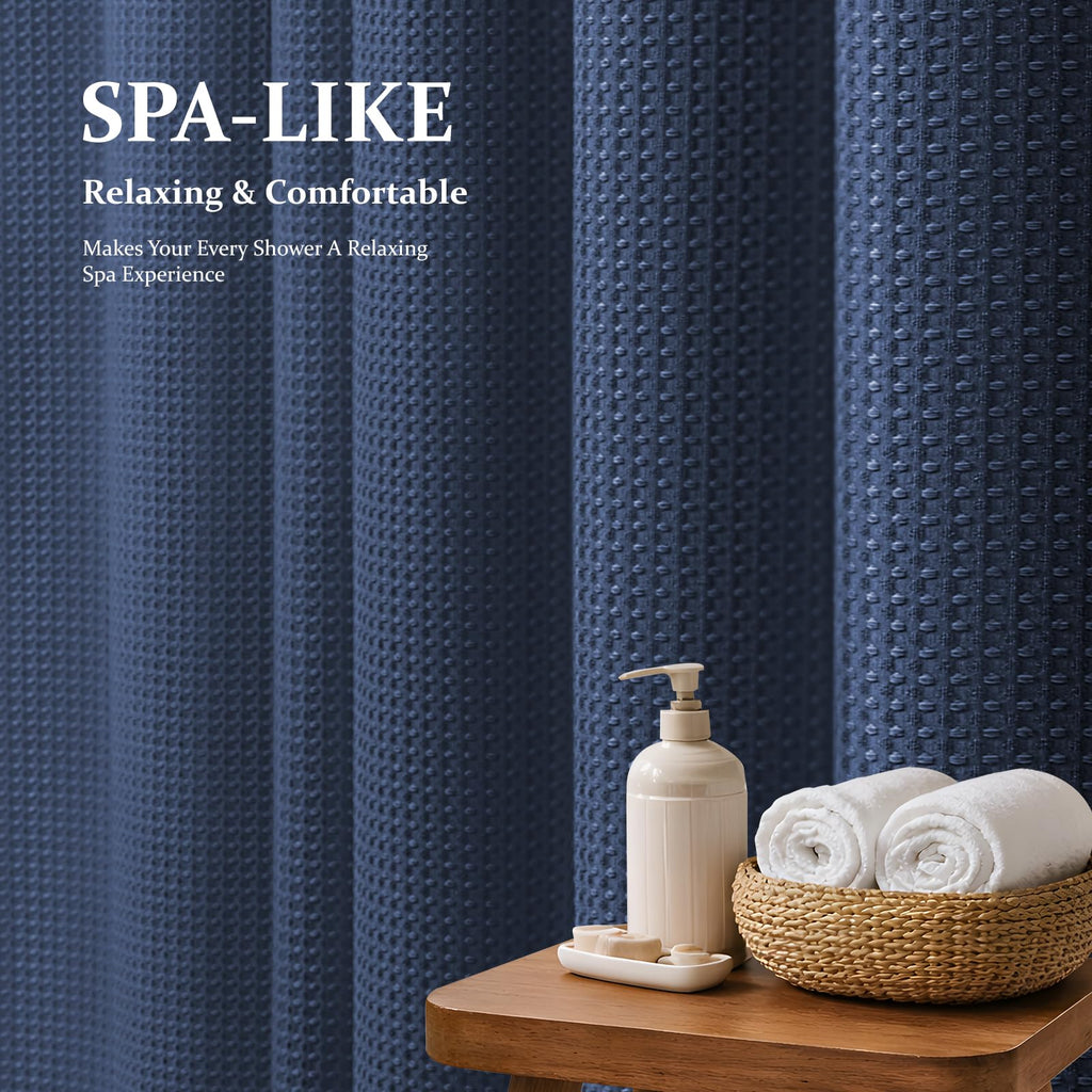 Stall Waffle Shower Curtain 256 GSM Heavy Fabric 36x72 Navy Blue