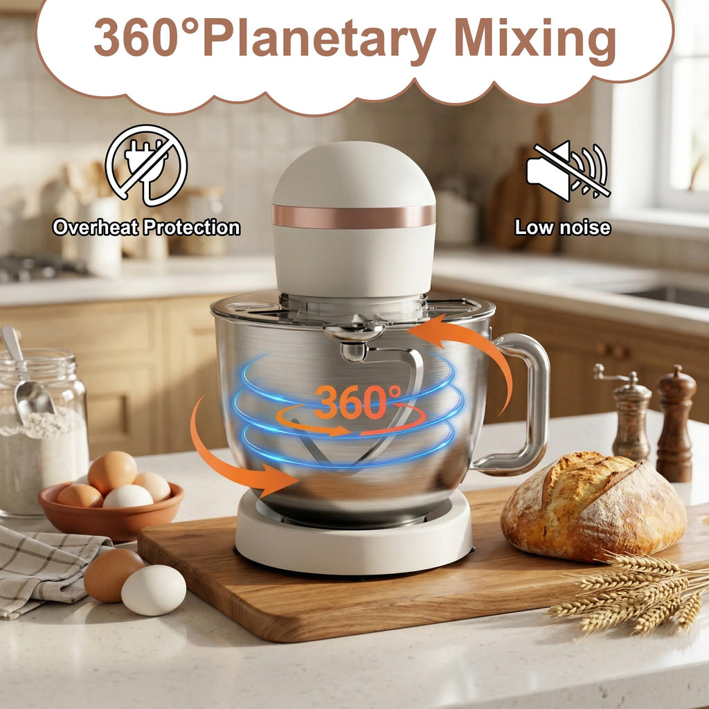 6.5 Qt 10-Speed Tilt-Head Stand Mixer with Dough Hook, Whisk, Beater & Splash Guard, Electric Kitchen Mixer for