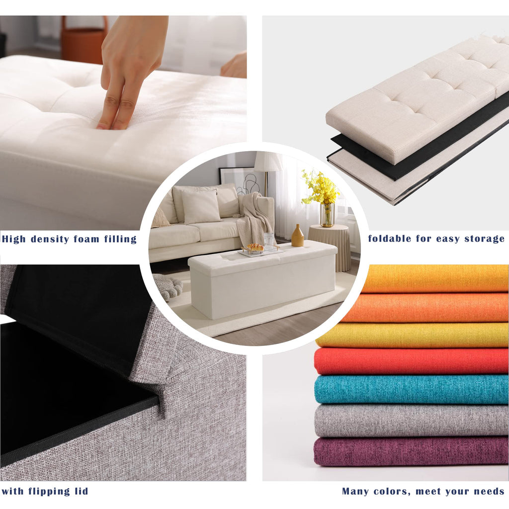 Storage Ottoman Bench Foldable Footrest Foot Stool, 30" Velvet Pink