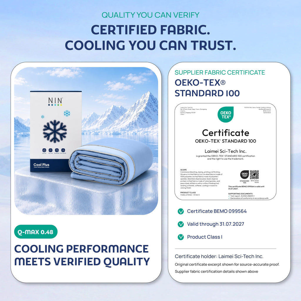 Cool PlusTM Cooling Comforter for Hot Sleepers, Full/Queen | Oeko-TEX Certified Silky Nylon, Lab-Tested