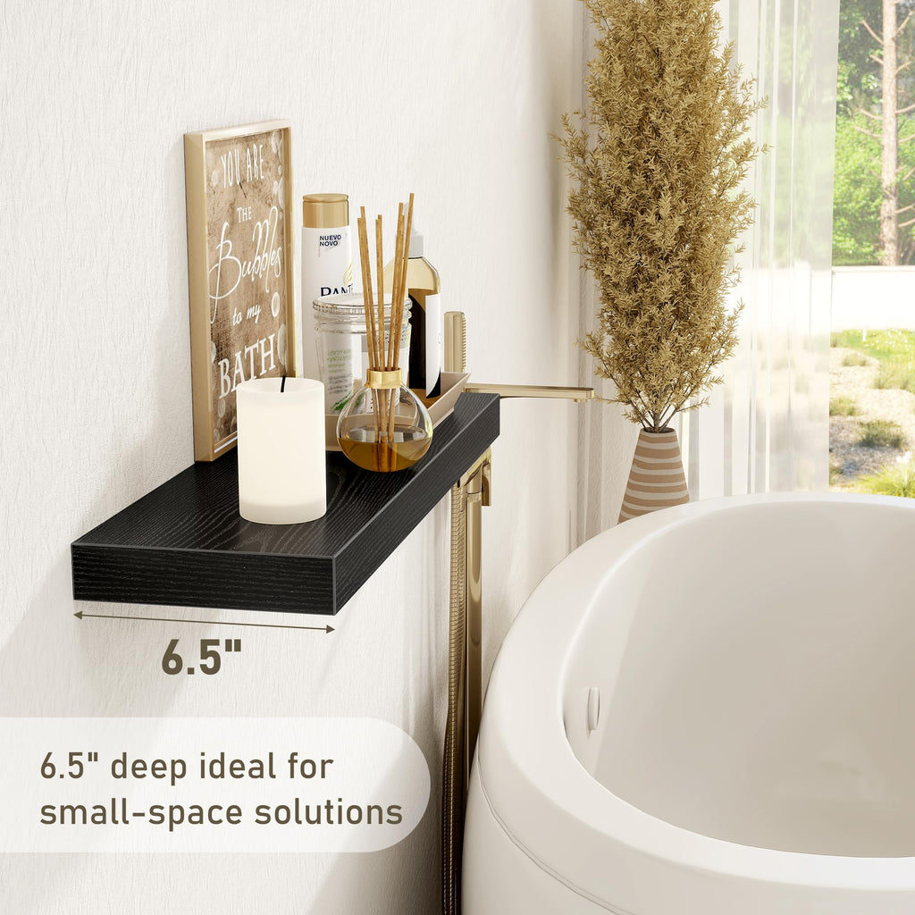 32 Inch Floating Shelves Wall Shelf Set of 3, Black Bathroom Shelves 32 Inch, Farmhouse Home Decor Living Room