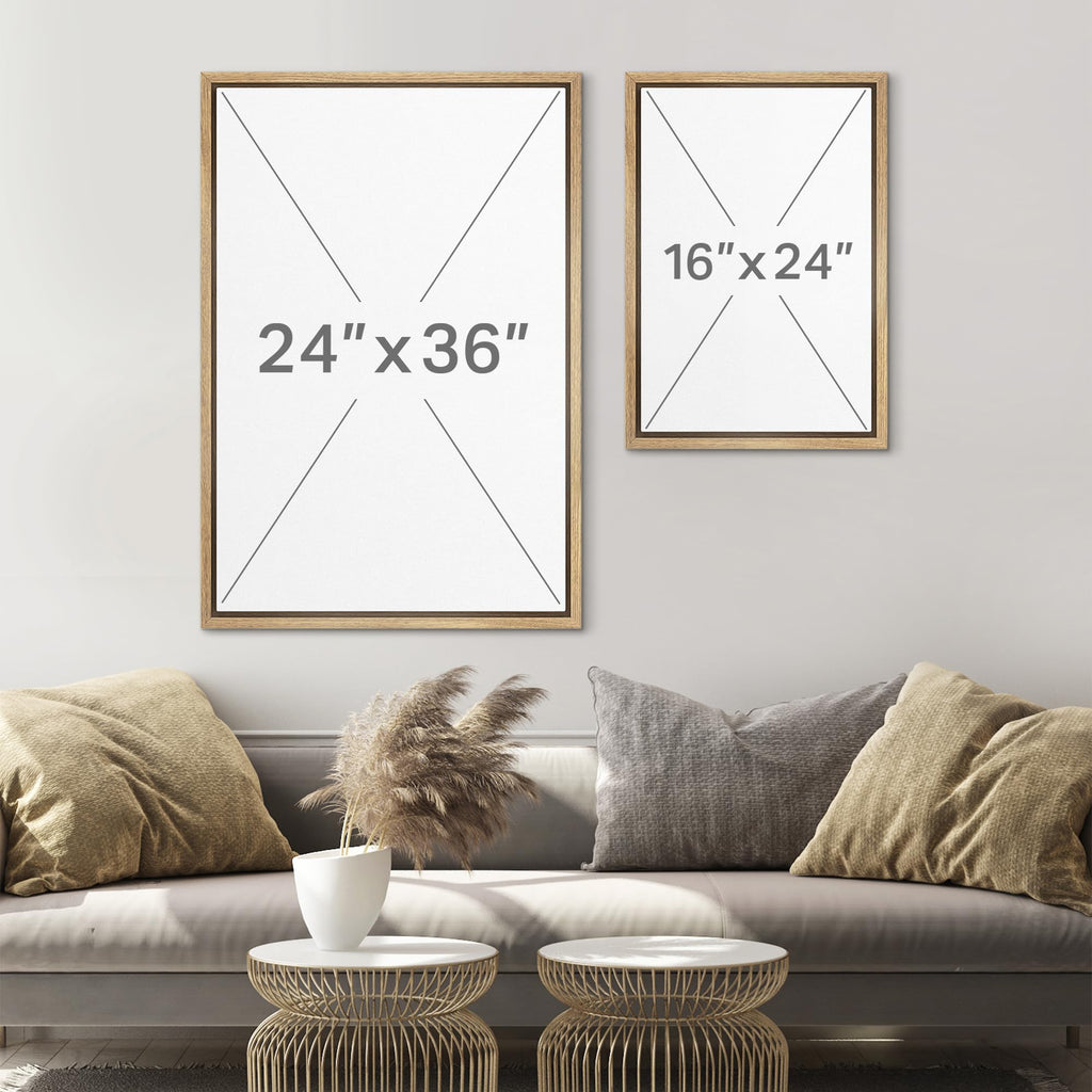 Framed Canvas Print Wall Art Set Abstract Mountain Desert Illustrations Minimal Decorative - 24"x36"x3 NATURAL