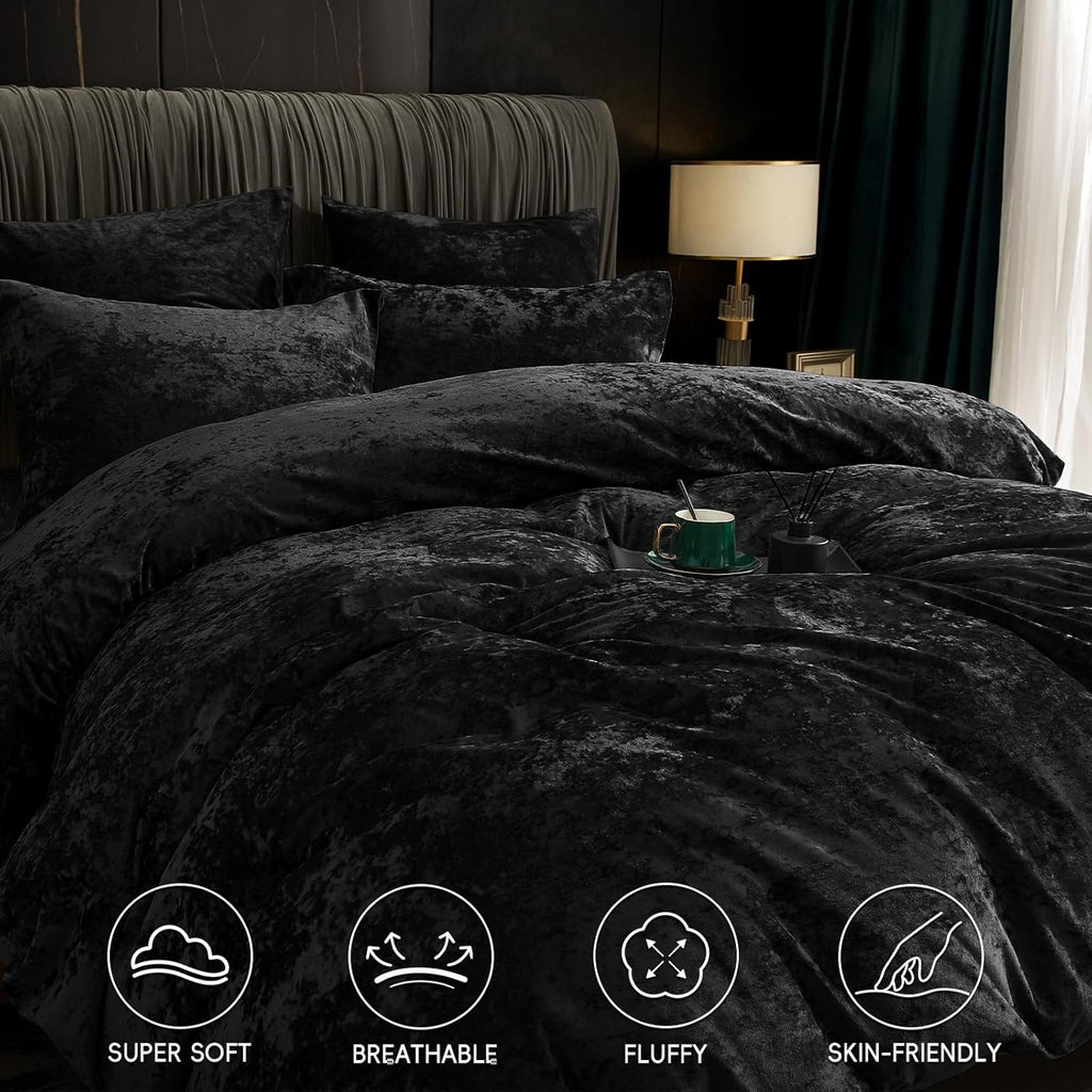Duvet Cover Set Queen, 3pcs Ultra Soft Breathable Comforter Cover Set, Luxury Cozy Flannel Duvet Cover