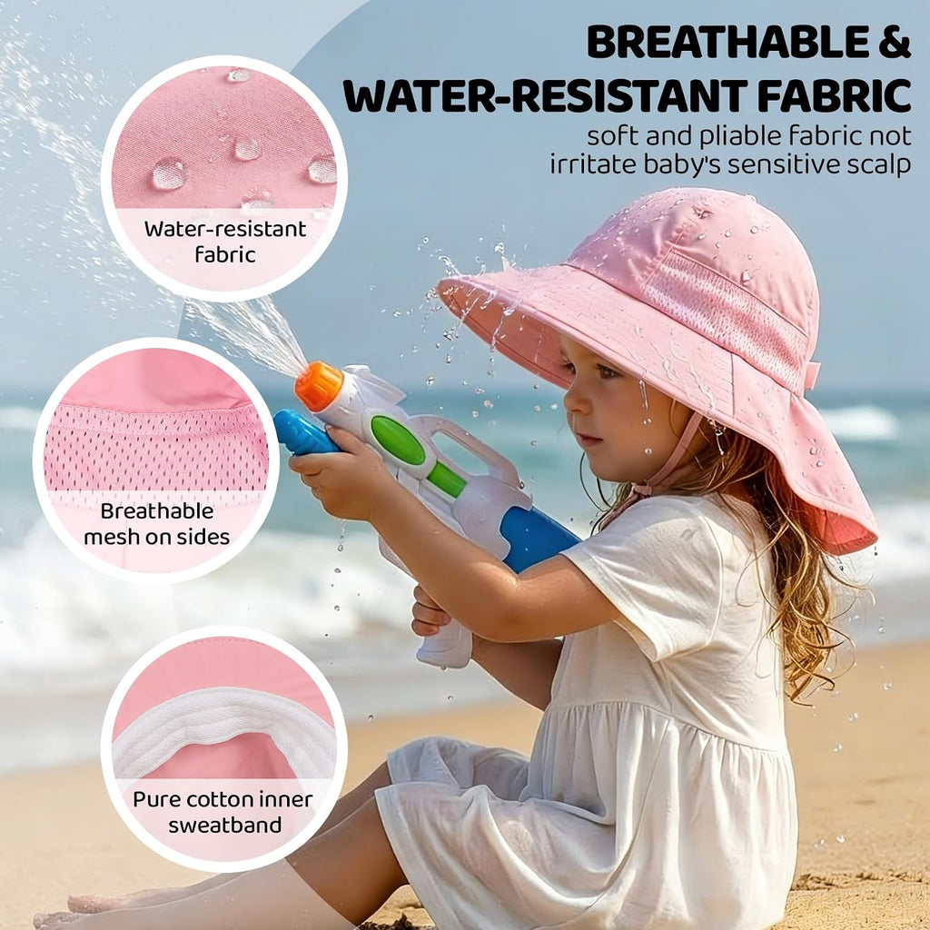 Baby Sun Hat with Neck Flap UPF 50+ for Toddler Sun Protection Beach Hat